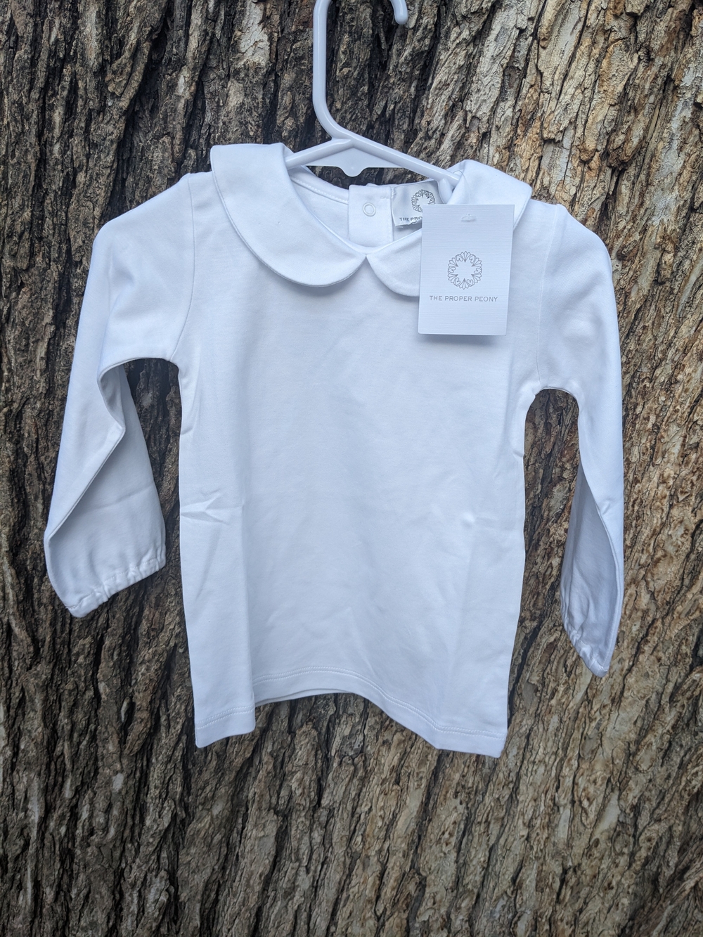 The Proper Peony White Long-Sleeve Peter Pan Collar Top for Kids